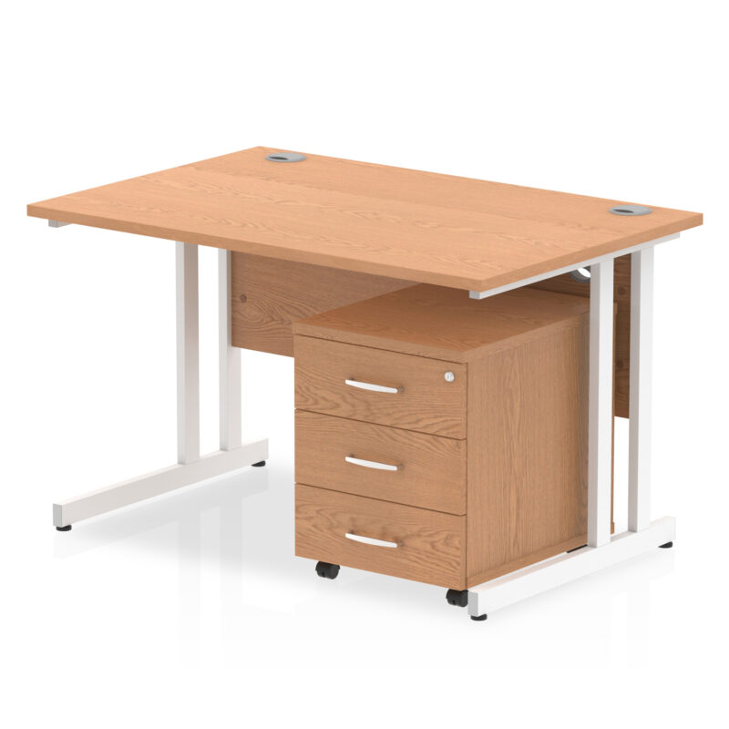 impulse 1200mm cantilever straight desk with mobile pedestal