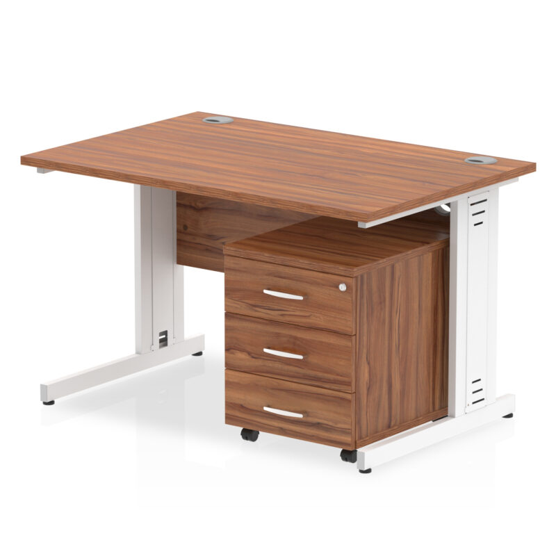 impulse 1200mm cable managed straight desk with mobile pedestal