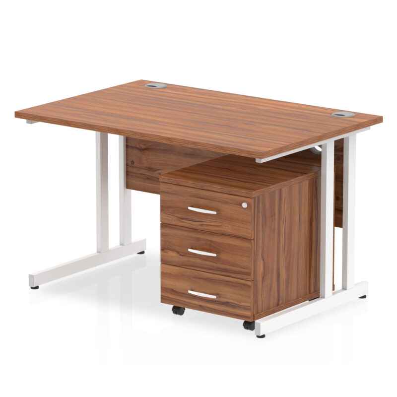 impulse 1200mm cantilever straight desk with mobile pedestal