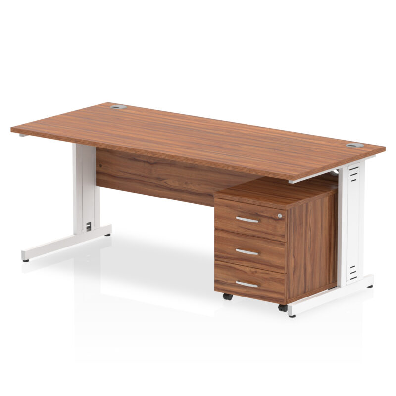 impulse 1800mm cable managed straight desk with mobile pedestal
