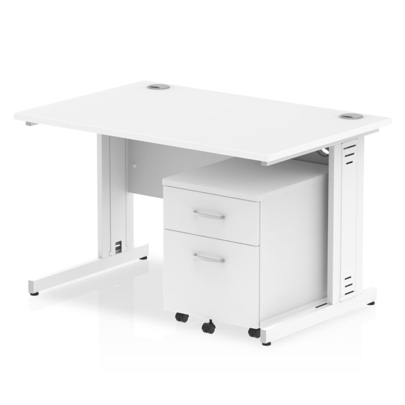 impulse 1200mm cable managed straight desk with mobile pedestal