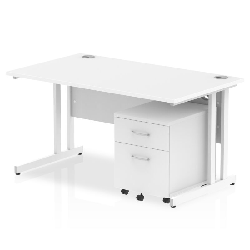 impulse 1400mm cantilever straight desk with mobile pedestal