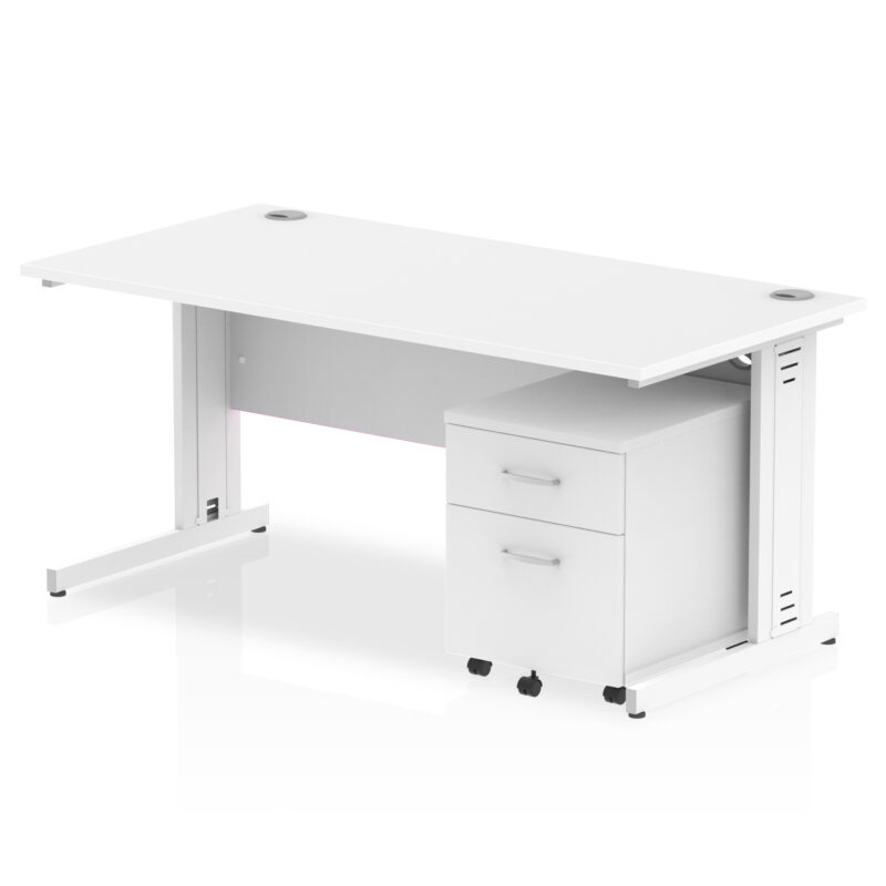 impulse 1600mm cable managed straight desk with mobile pedestal