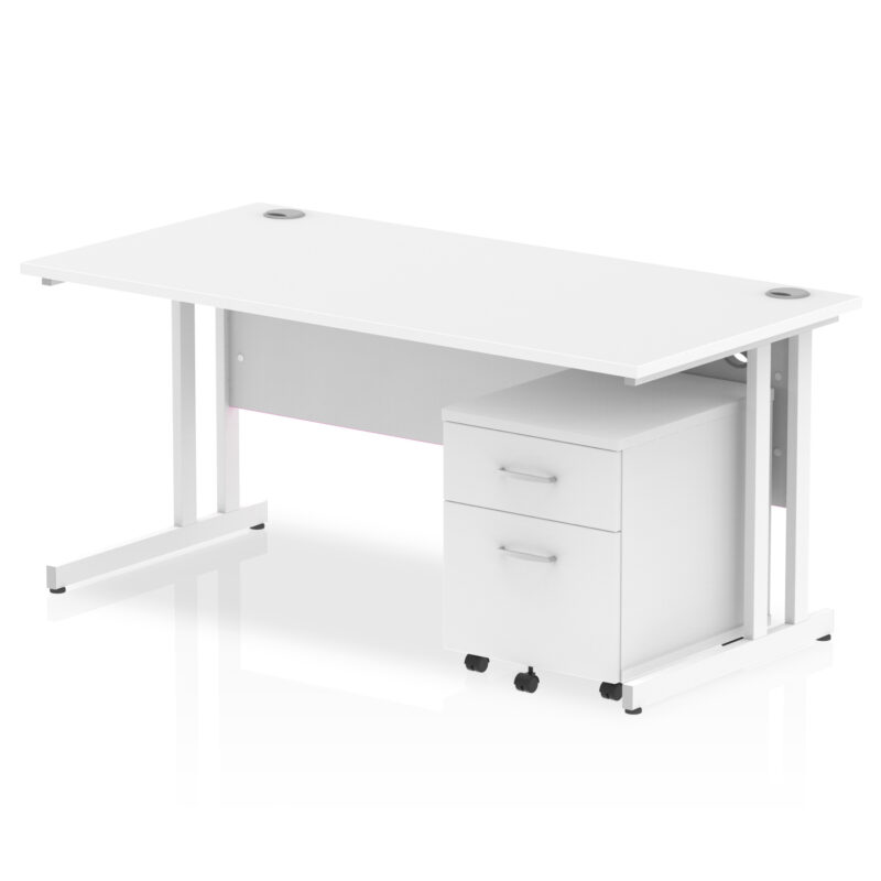 impulse 1600mm cantilever straight desk with mobile pedestal