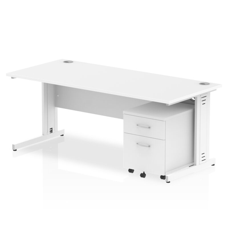 impulse 1800mm cable managed straight desk with mobile pedestal