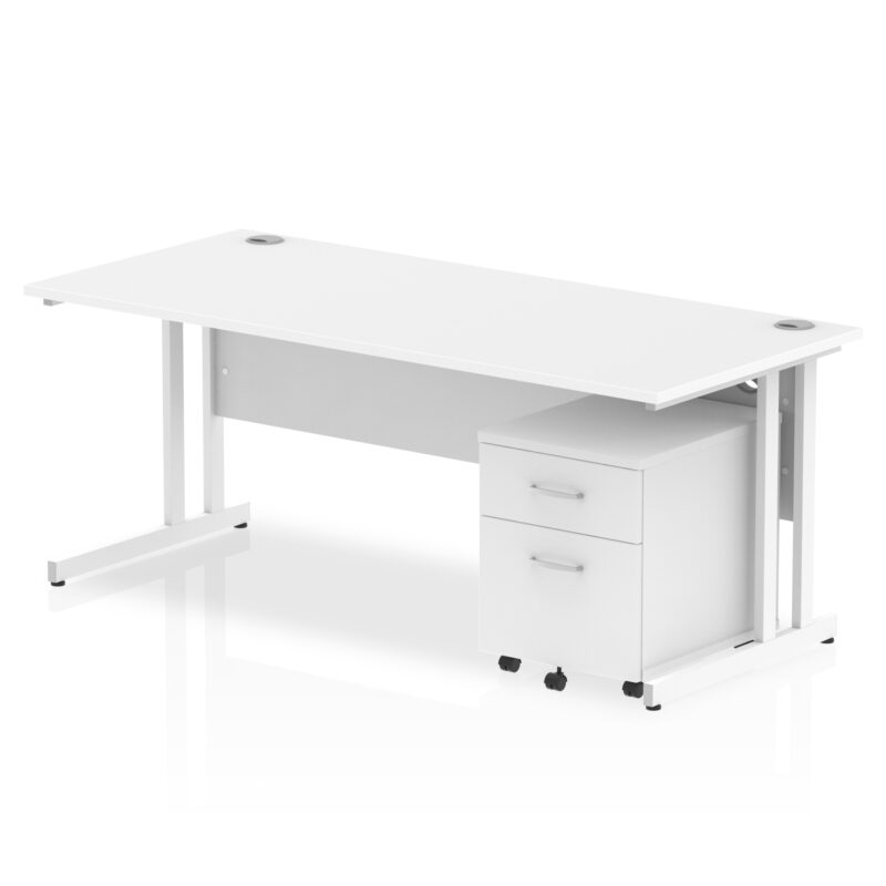 impulse 1800mm cantilever straight desk with mobile pedestal