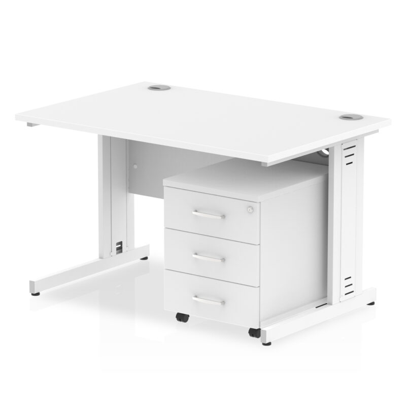 impulse 1200mm cable managed straight desk with mobile pedestal