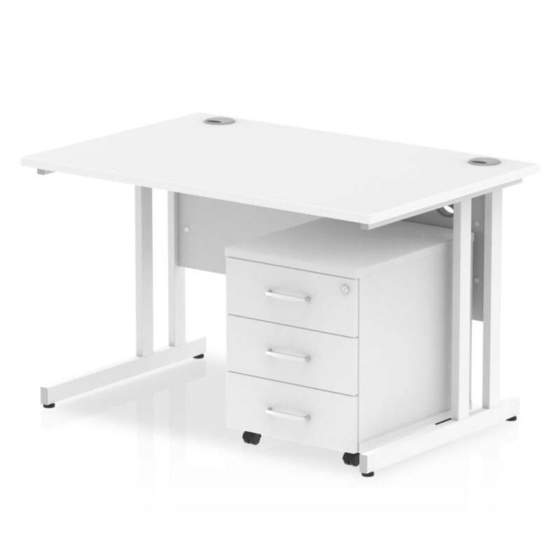 impulse 1200mm cantilever straight desk with mobile pedestal