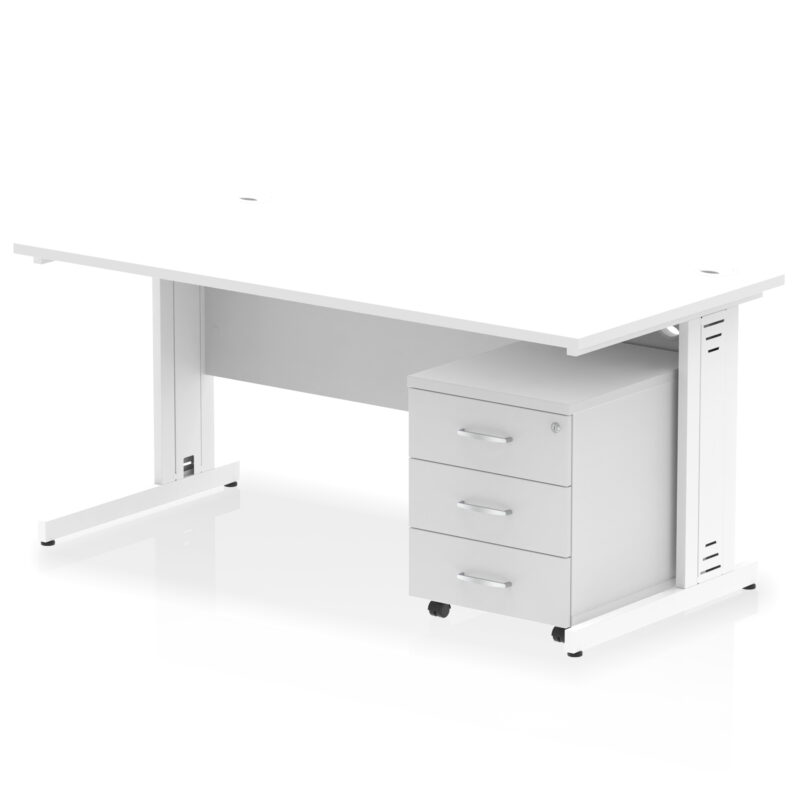 impulse 1600mm cable managed straight desk with mobile pedestal