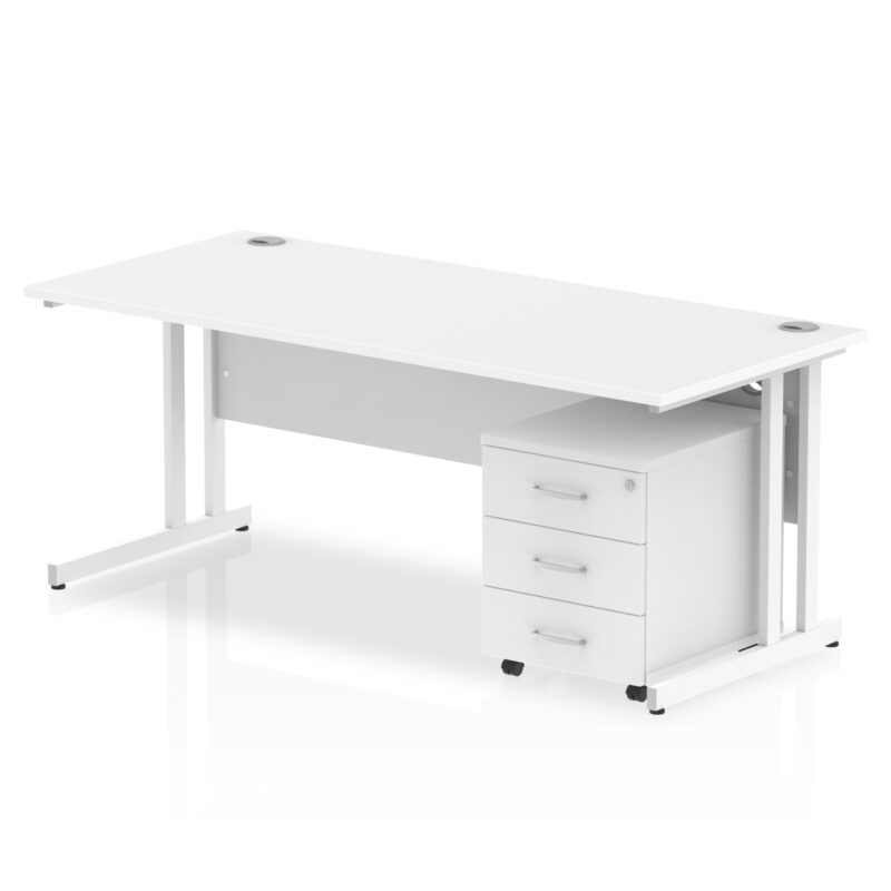 impulse 1800mm cantilever straight desk with mobile pedestal