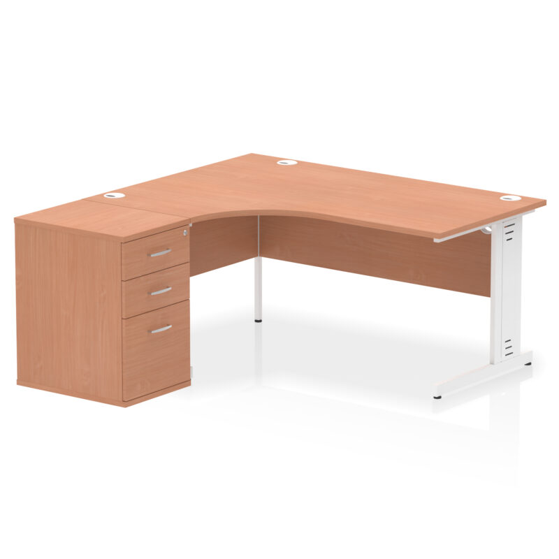 impulse 1600mm cable managed left crescent desk workstation