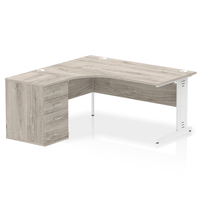 impulse 1600mm cable managed left crescent desk workstation