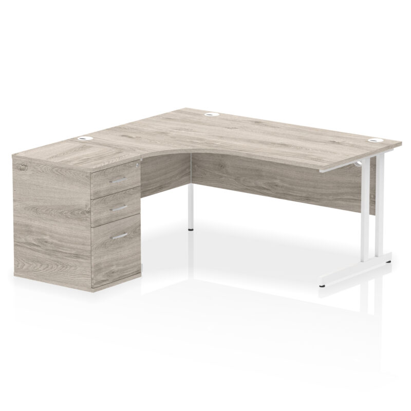 impulse 1600mm cantilever left crescent desk workstation