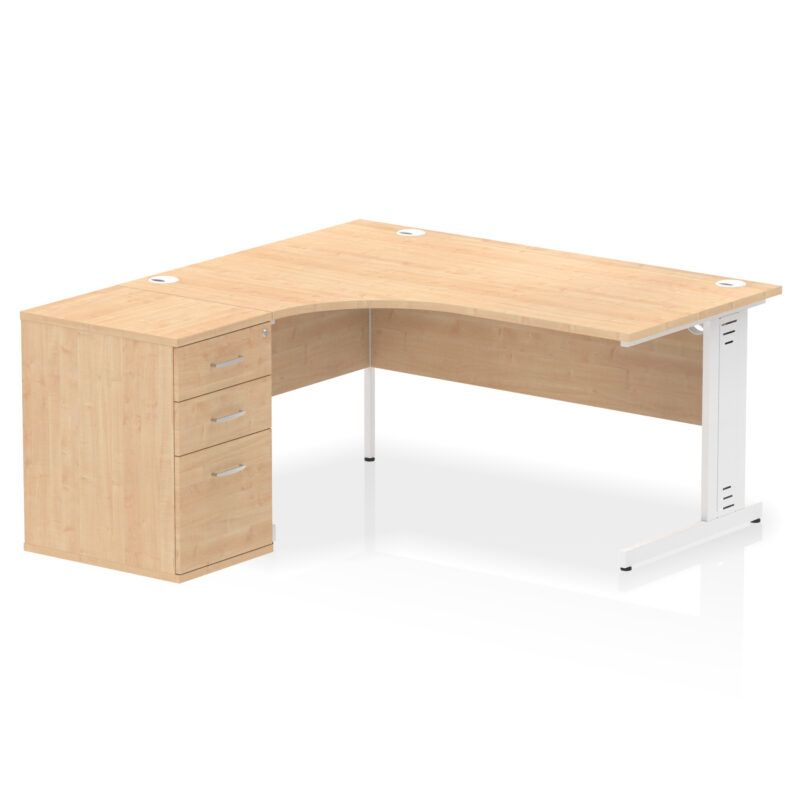 impulse 1600mm cable managed left crescent desk workstation