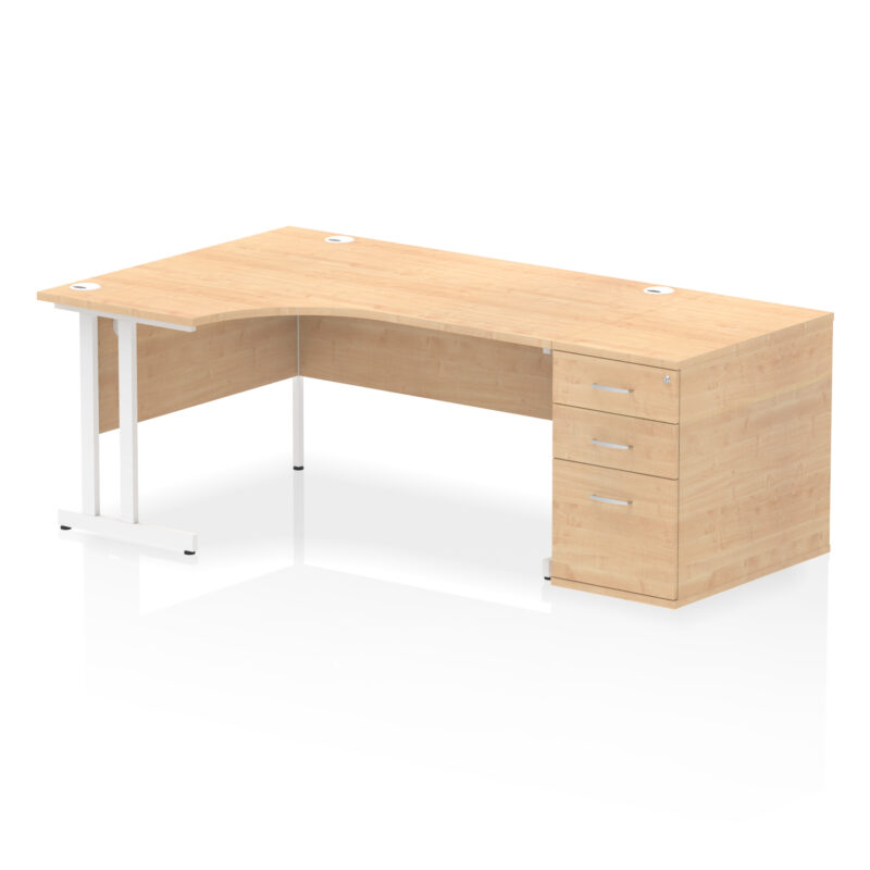 impulse 1600mm cantilever left crescent desk workstation