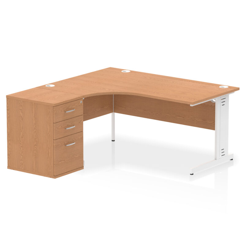 impulse 1600mm cable managed left crescent desk workstation