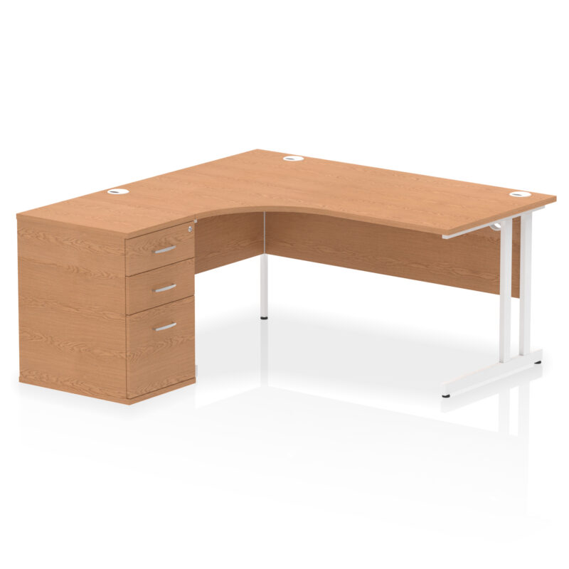 impulse 1600mm cantilever left crescent desk workstation