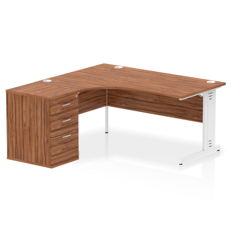 impulse 1600mm cable managed left crescent desk workstation