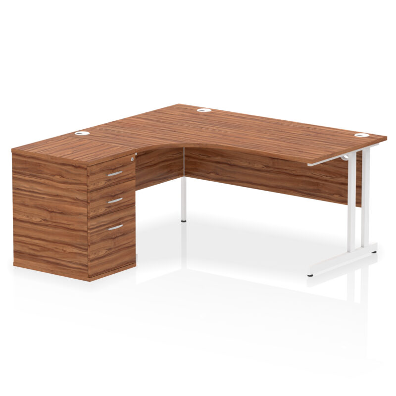 impulse 1600mm cantilever left crescent desk workstation