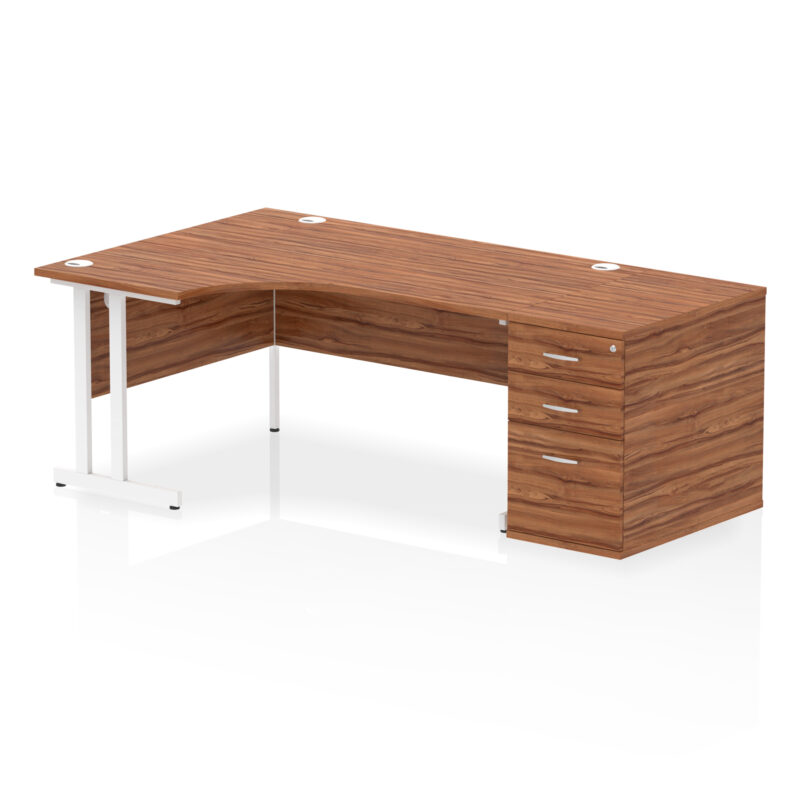 impulse 1600mm cantilever left crescent desk workstation
