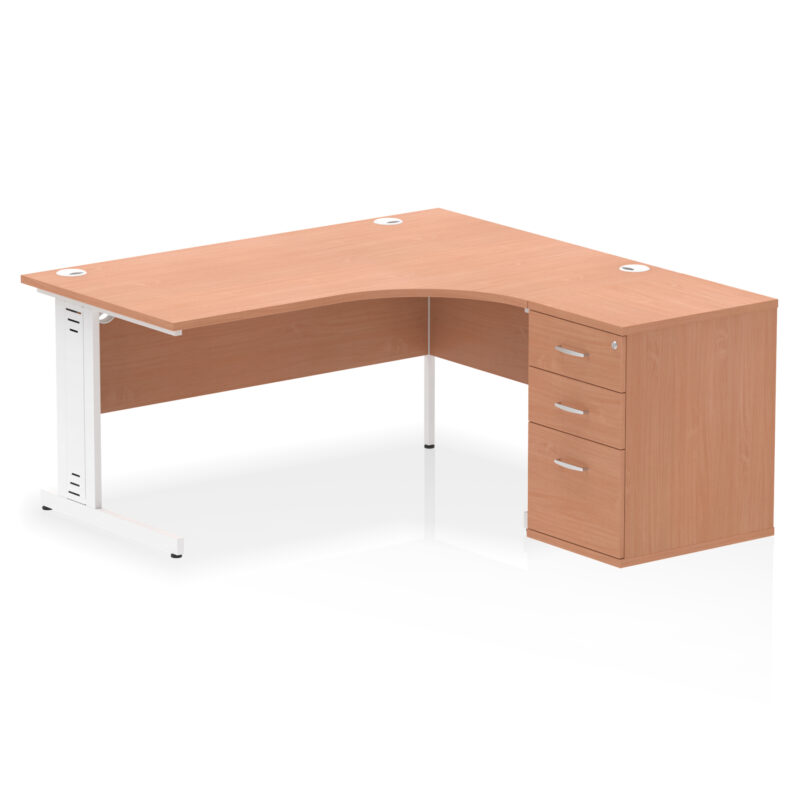 impulse 1600mm cable managed right crescent desk workstation