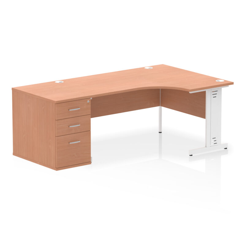 impulse 1600mm cable managed right crescent desk workstation