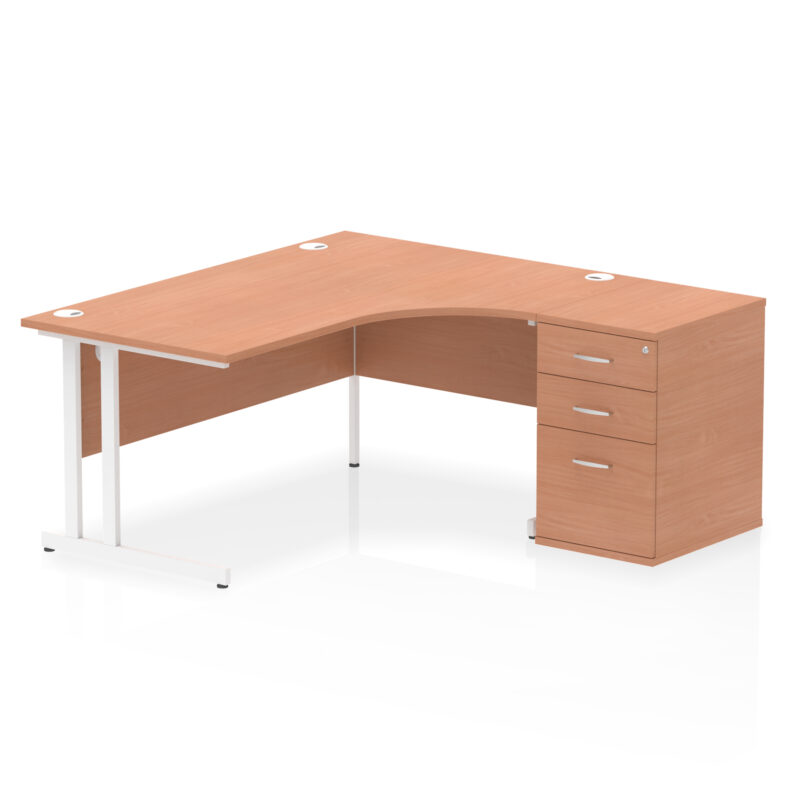 impulse 1600mm cantilever right crescent desk workstation
