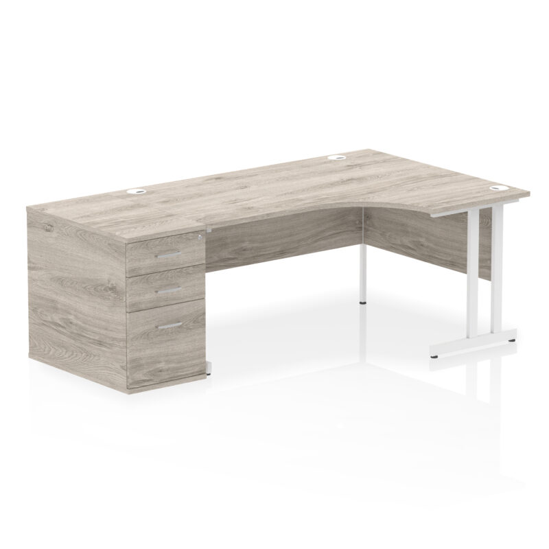 impulse 1600mm cantilever right crescent desk workstation