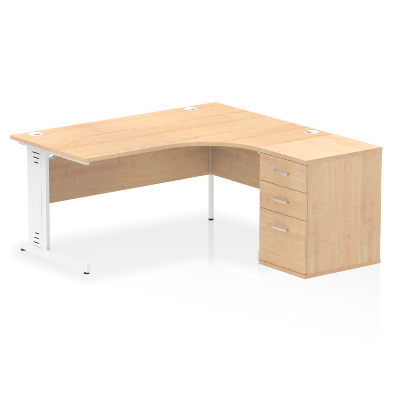 impulse 1600mm cable managed right crescent desk workstation