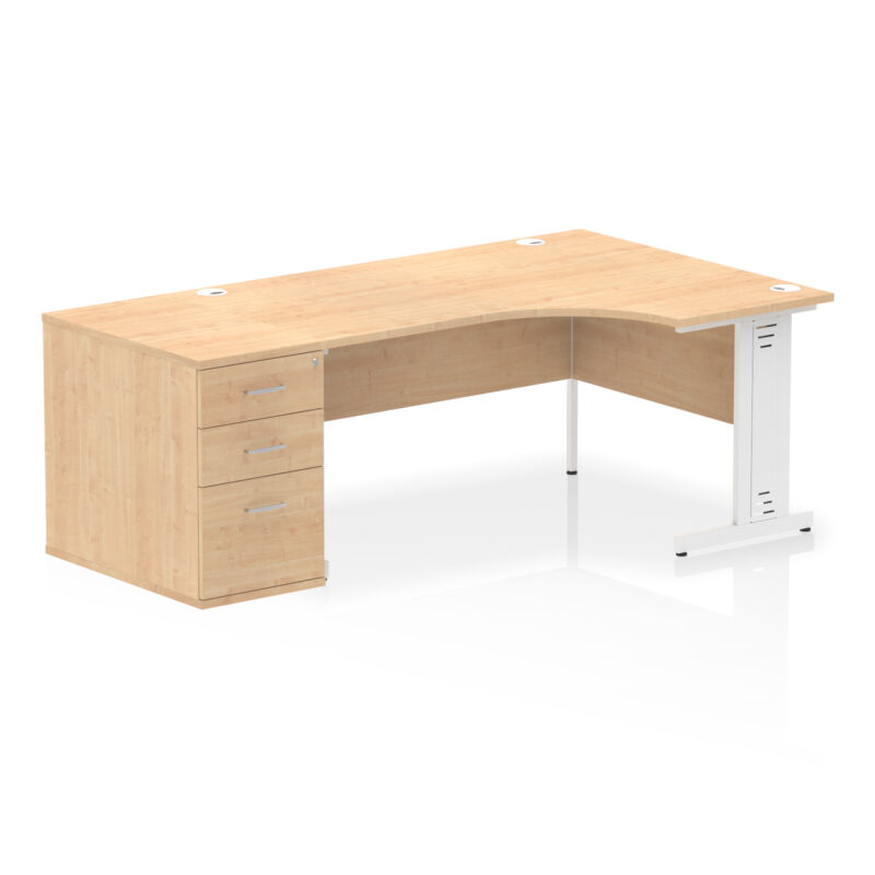 impulse 1600mm cable managed right crescent desk workstation