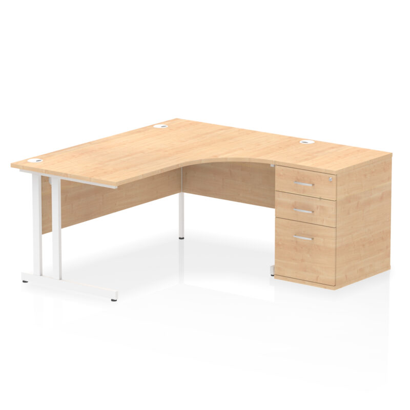 impulse 1600mm cantilever right crescent desk workstation