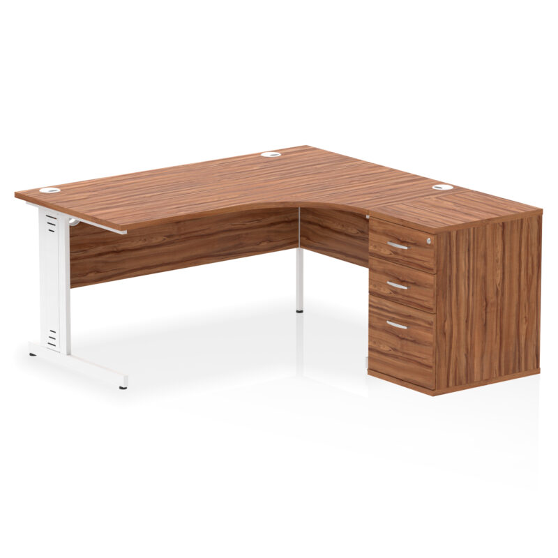 impulse 1600mm cable managed right crescent desk workstation