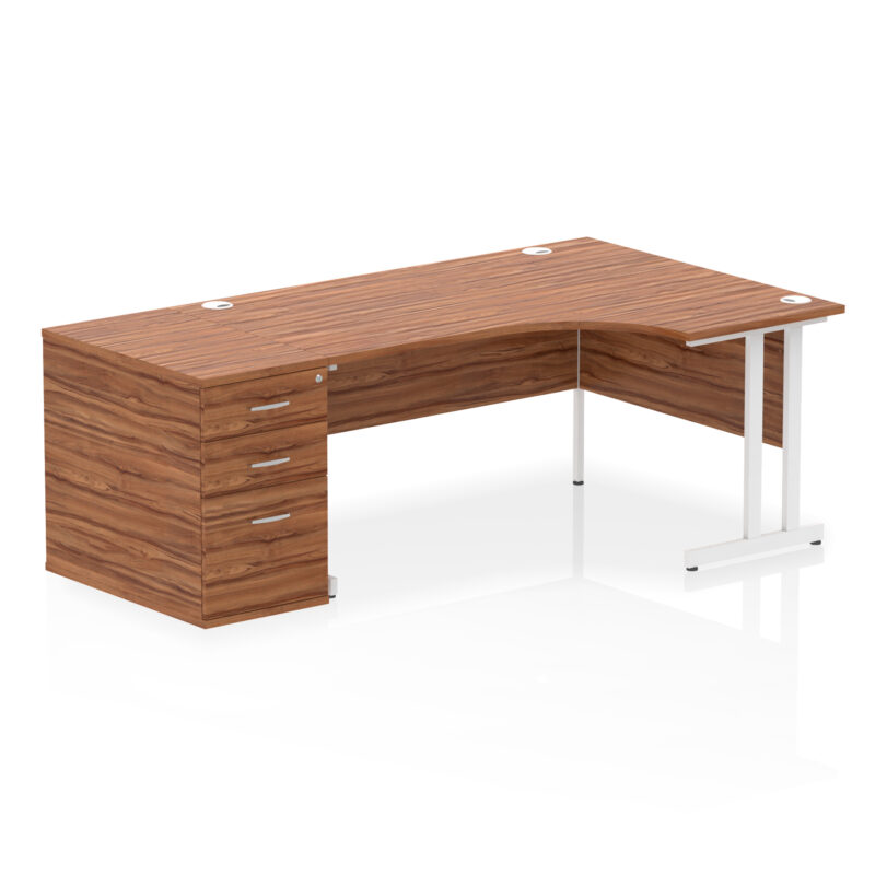 impulse 1600mm cantilever right crescent desk workstation