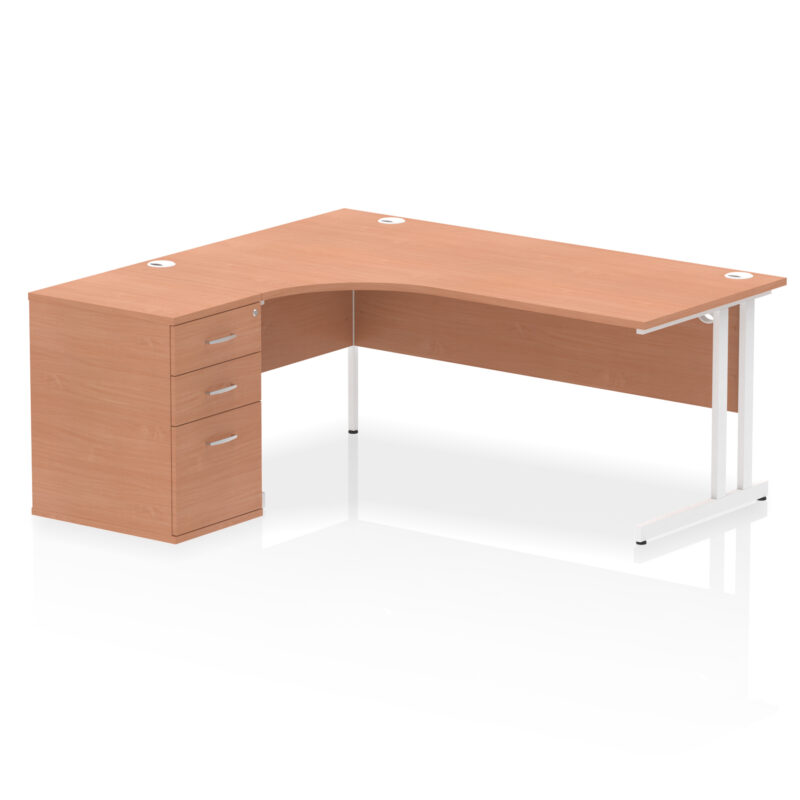impulse 1800mm cantilever left crescent desk workstation