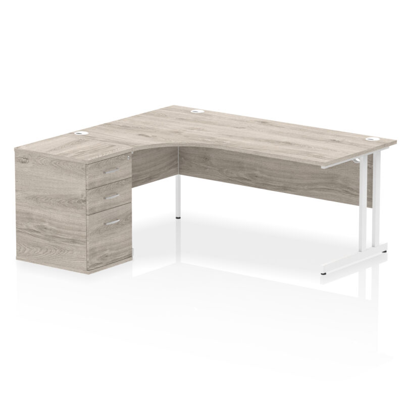 impulse 1800mm cantilever left crescent desk workstation