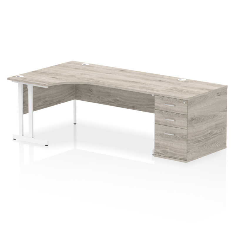 impulse 1800mm cantilever left crescent desk workstation