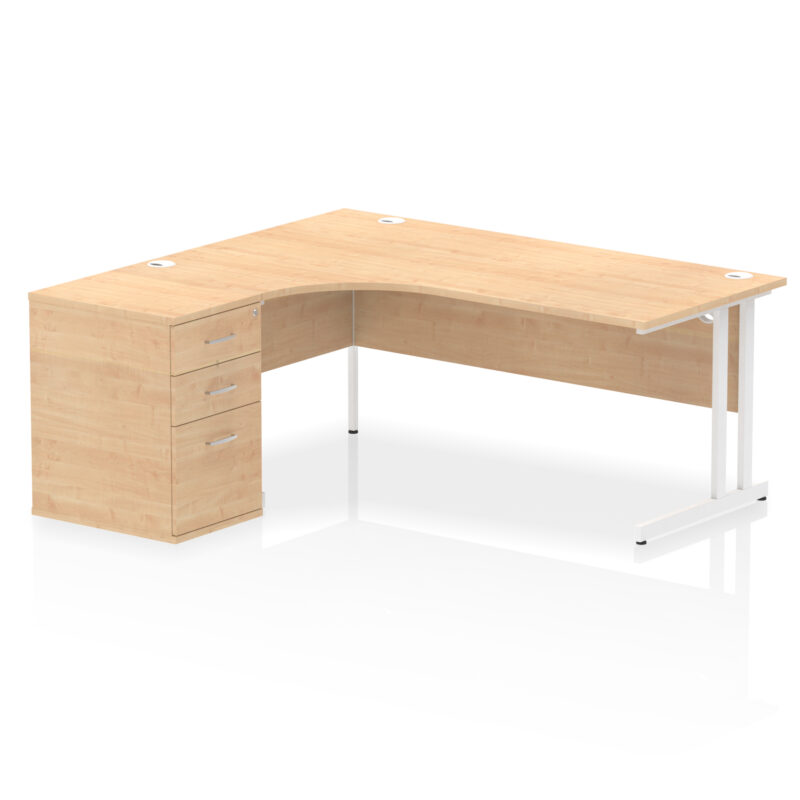 impulse 1800mm cantilever left crescent desk workstation