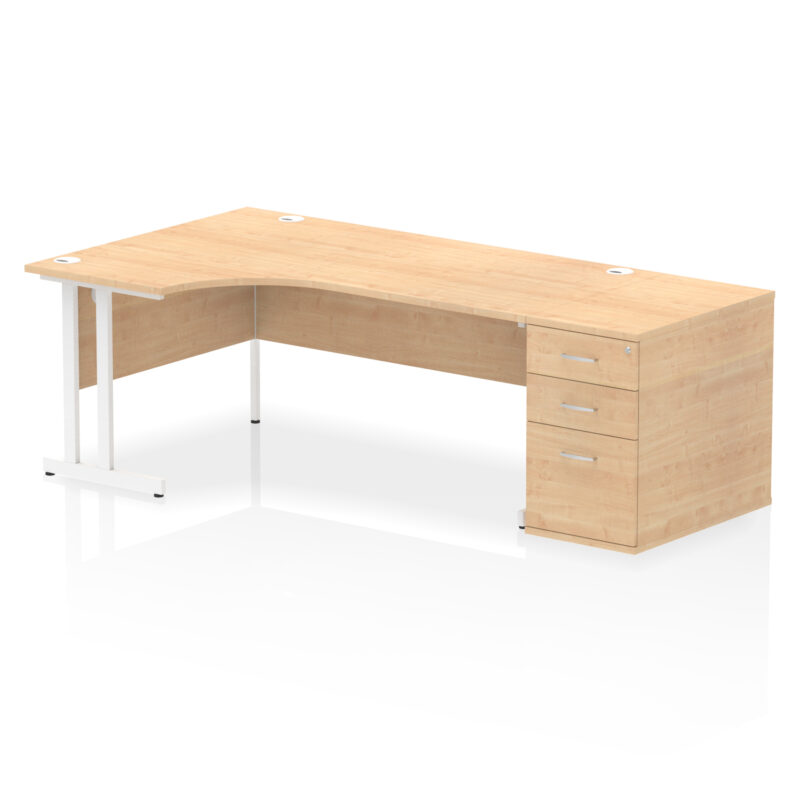 impulse 1800mm cantilever left crescent desk workstation
