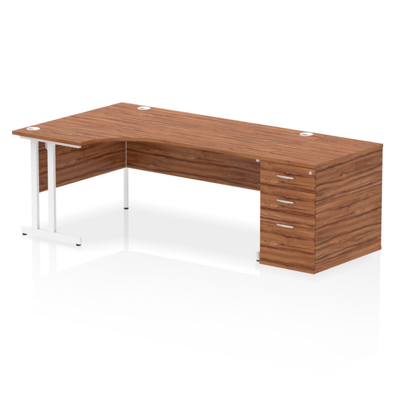 impulse 1800mm cantilever left crescent desk workstation