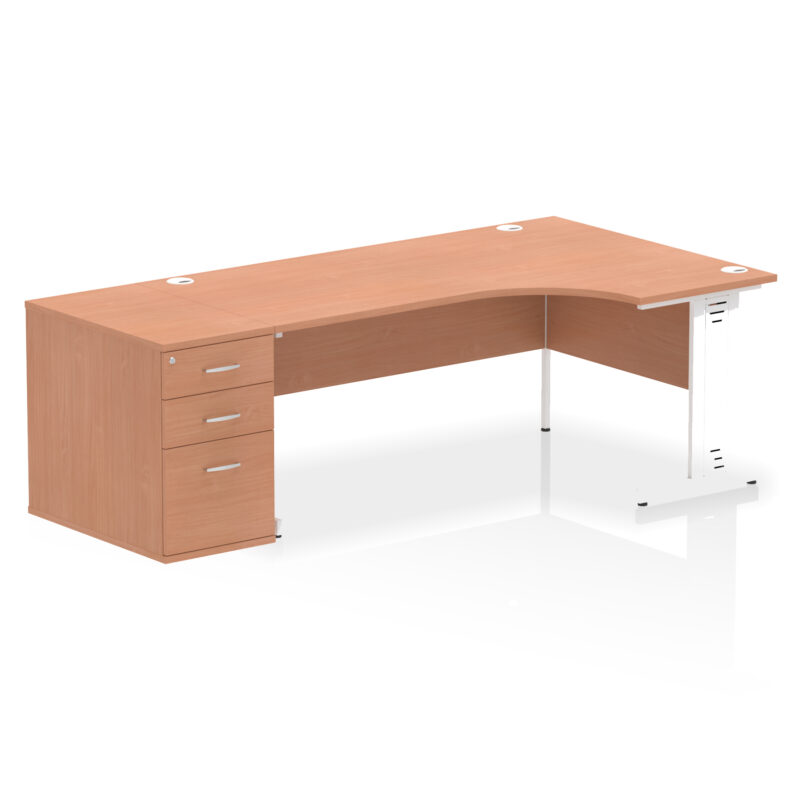 impulse 1800mm cable managed right crescent desk workstation