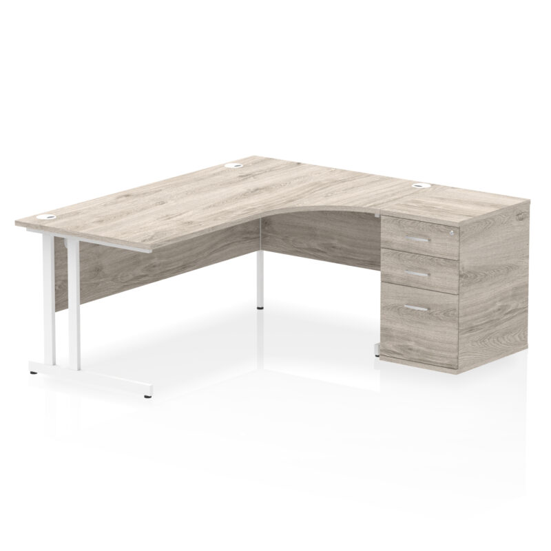 impulse 1800mm cantilever right crescent desk workstation