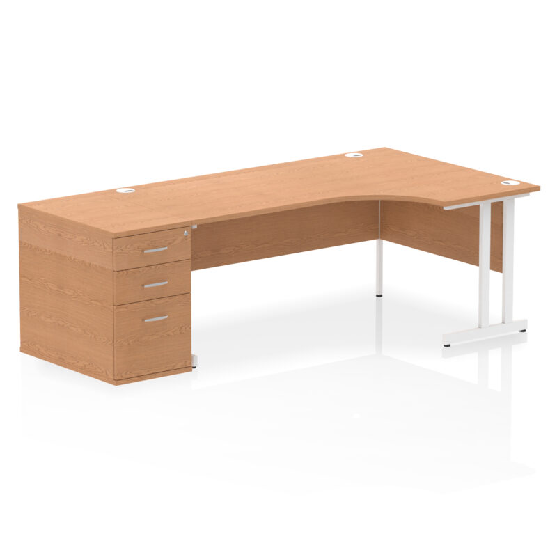 impulse 1800mm cantilever right crescent desk workstation