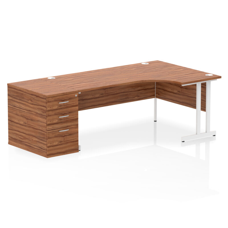 impulse 1800mm cantilever right crescent desk workstation