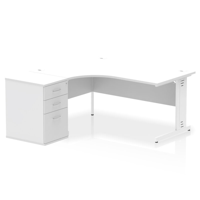 impulse 1600mm cable managed left crescent desk workstation