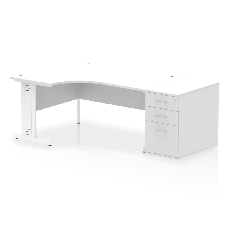 impulse 1600mm cable managed left crescent desk workstation