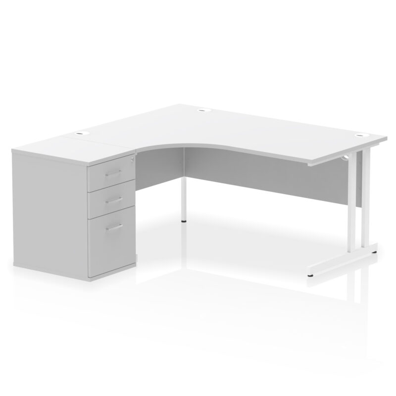 impulse 1600mm cantilever left crescent desk workstation