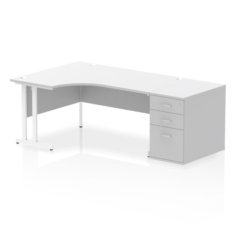 impulse 1600mm cantilever left crescent desk workstation