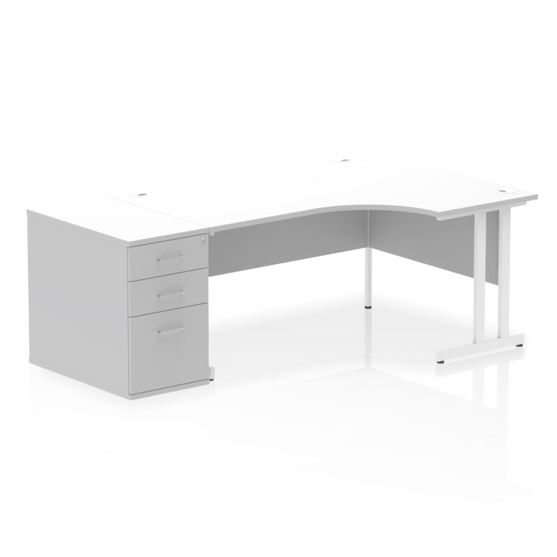 impulse 1600mm cantilever right crescent desk workstation