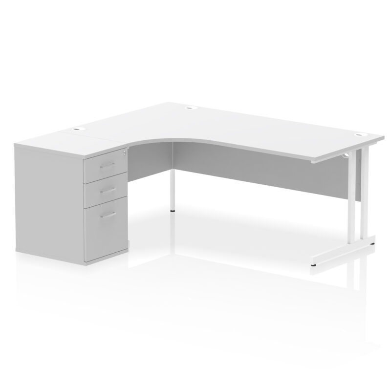 impulse 1800mm cantilever left crescent desk workstation