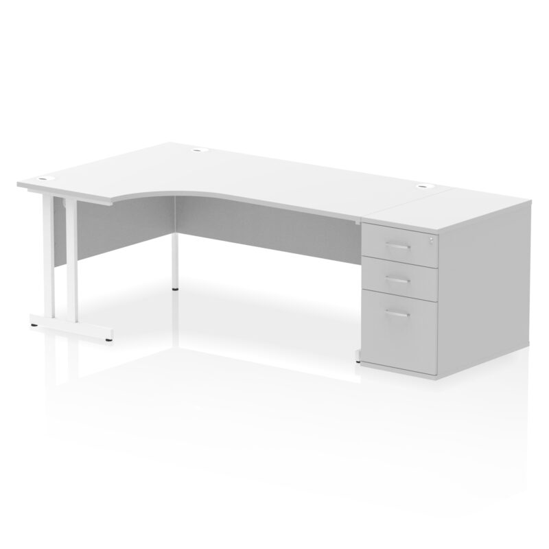 impulse 1800mm cantilever left crescent desk workstation